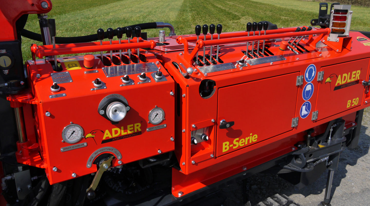 Drill rig B 50 by ADLER Arbeitsmaschinen.