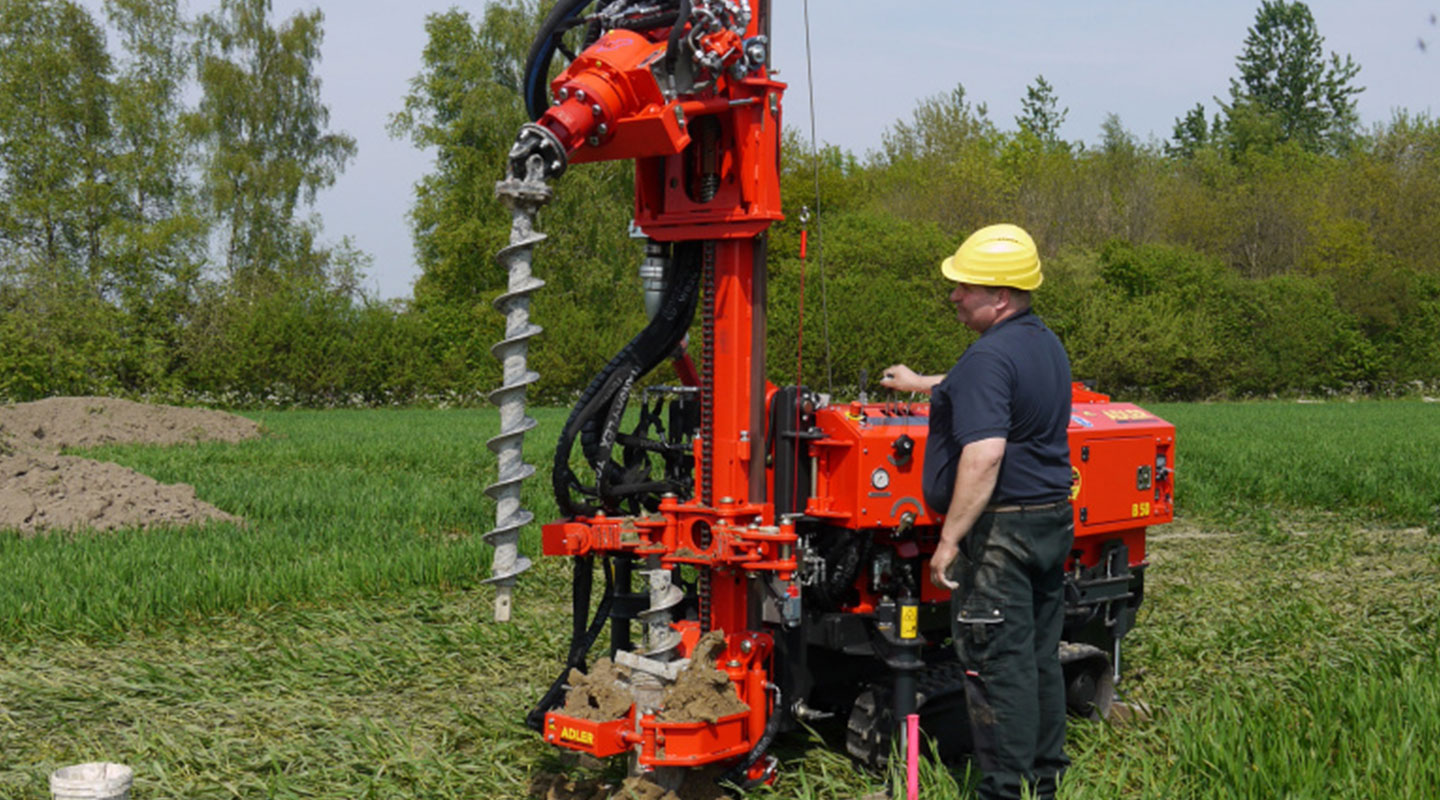 Drill rig B 50 by ADLER Arbeitsmaschinen.